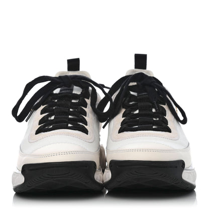 Chanel Velvet Calfskin Mixed Fibers CC Sneakers 38 Ivory Black 2 of 4