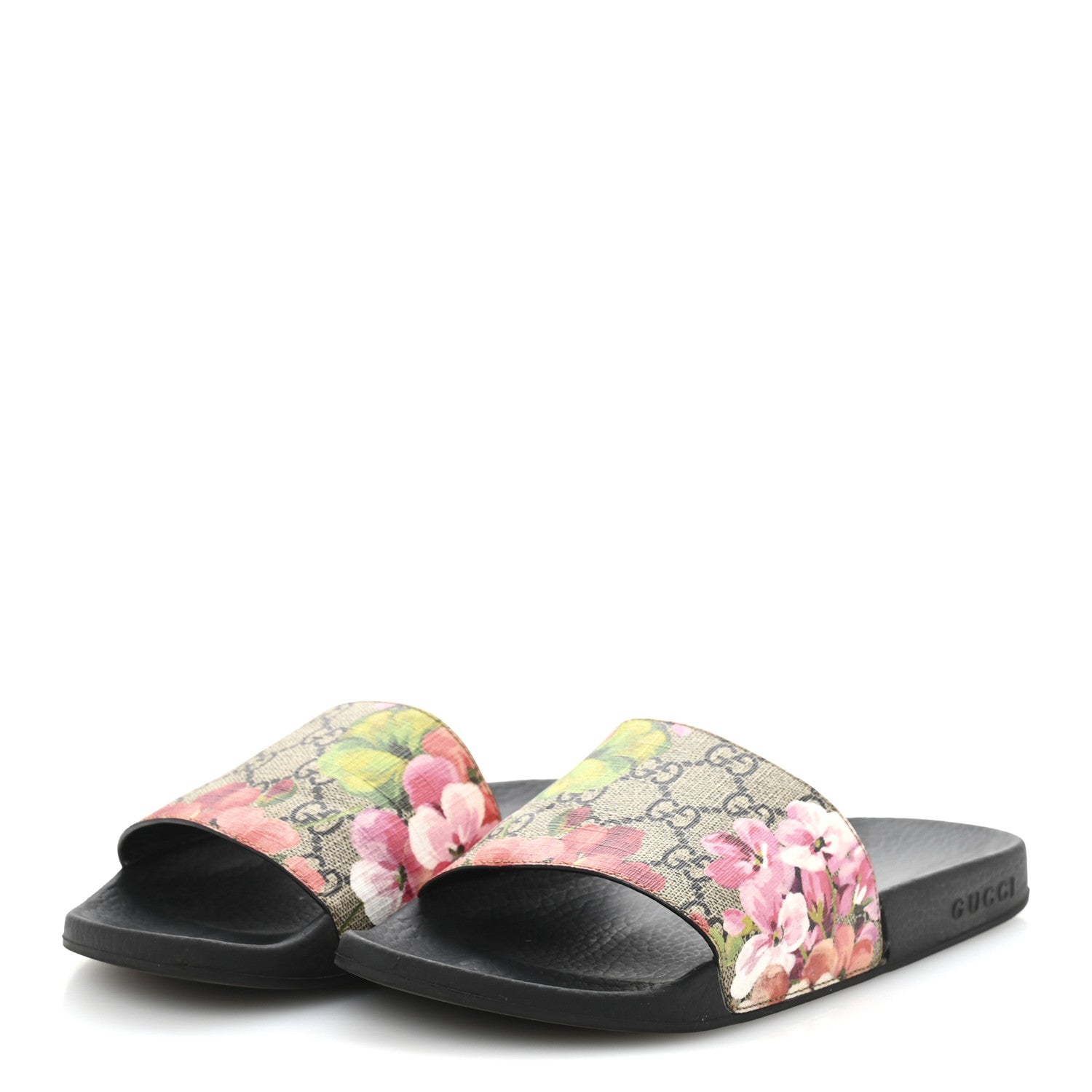 Gucci GG Supreme Monogram Blooms Slide Sandals 38 Beige Multicolor 4 of 10