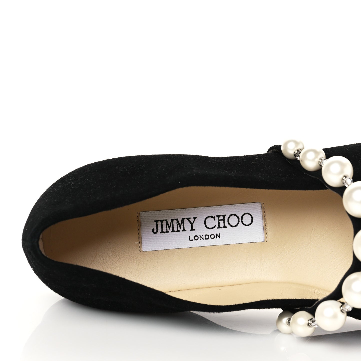 Suede Pearl Embellished Ade Flat 39 Black