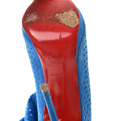 Christian Louboutin Perforated Nappa Suede Jennifer 120 Boots 36.5 Blue 7 of 10