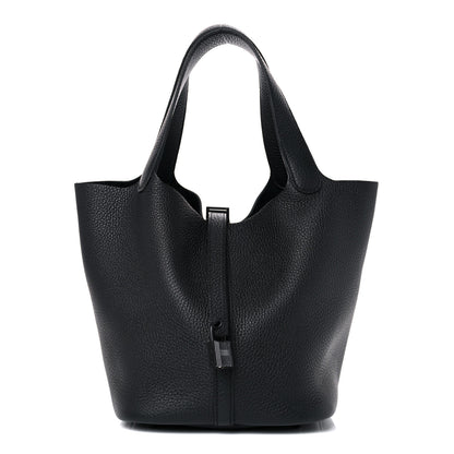 Hermes Taurillon Clemence Monochrome Picotin Lock 22 MM Black 1 of 12