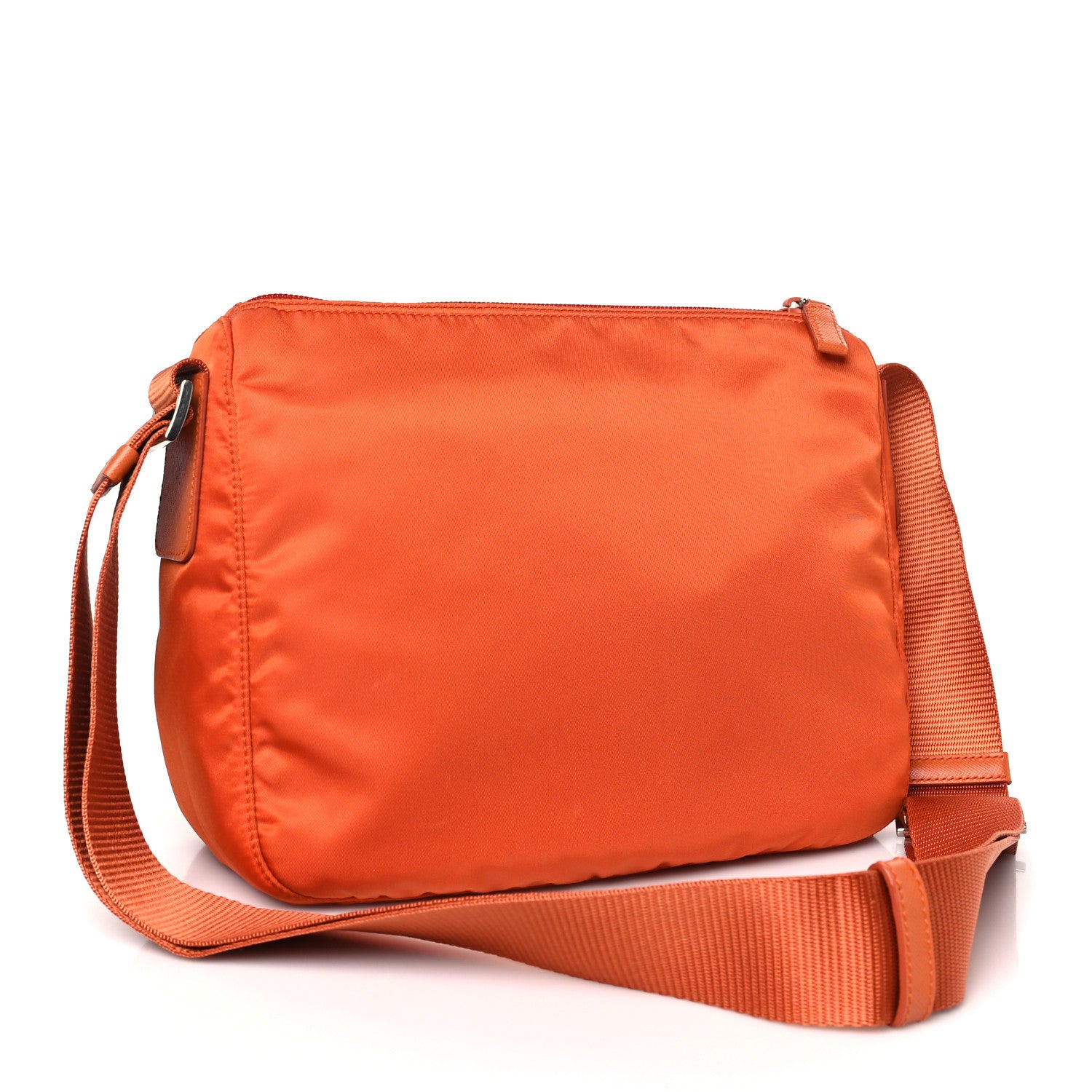 Prada Tessuto Nylon Saffiano Messenger Bag Papaya 3 of 9