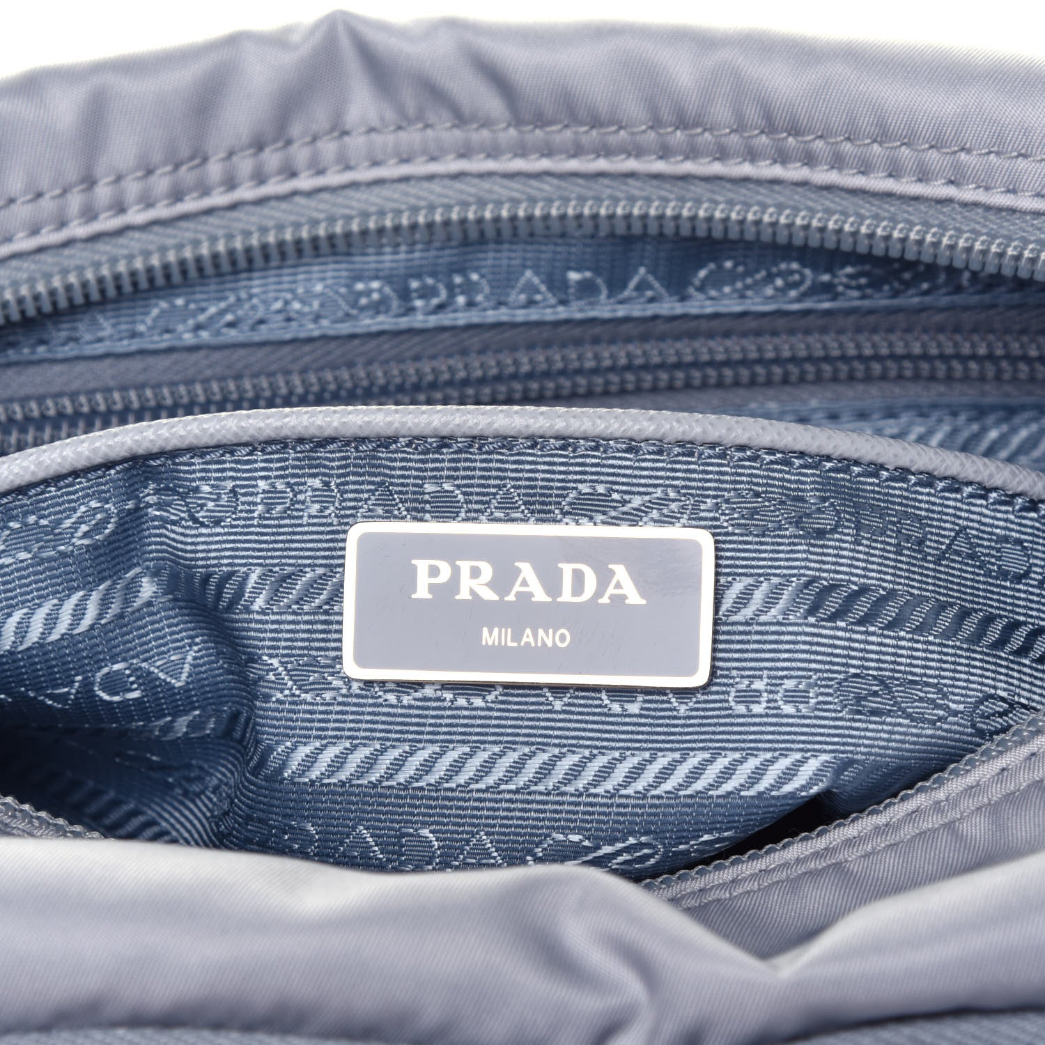 Prada Re-Nylon Vela Saffiano Pocket Double Buckle Messenger Shoulder Bag Fiordaliso 6 of 9