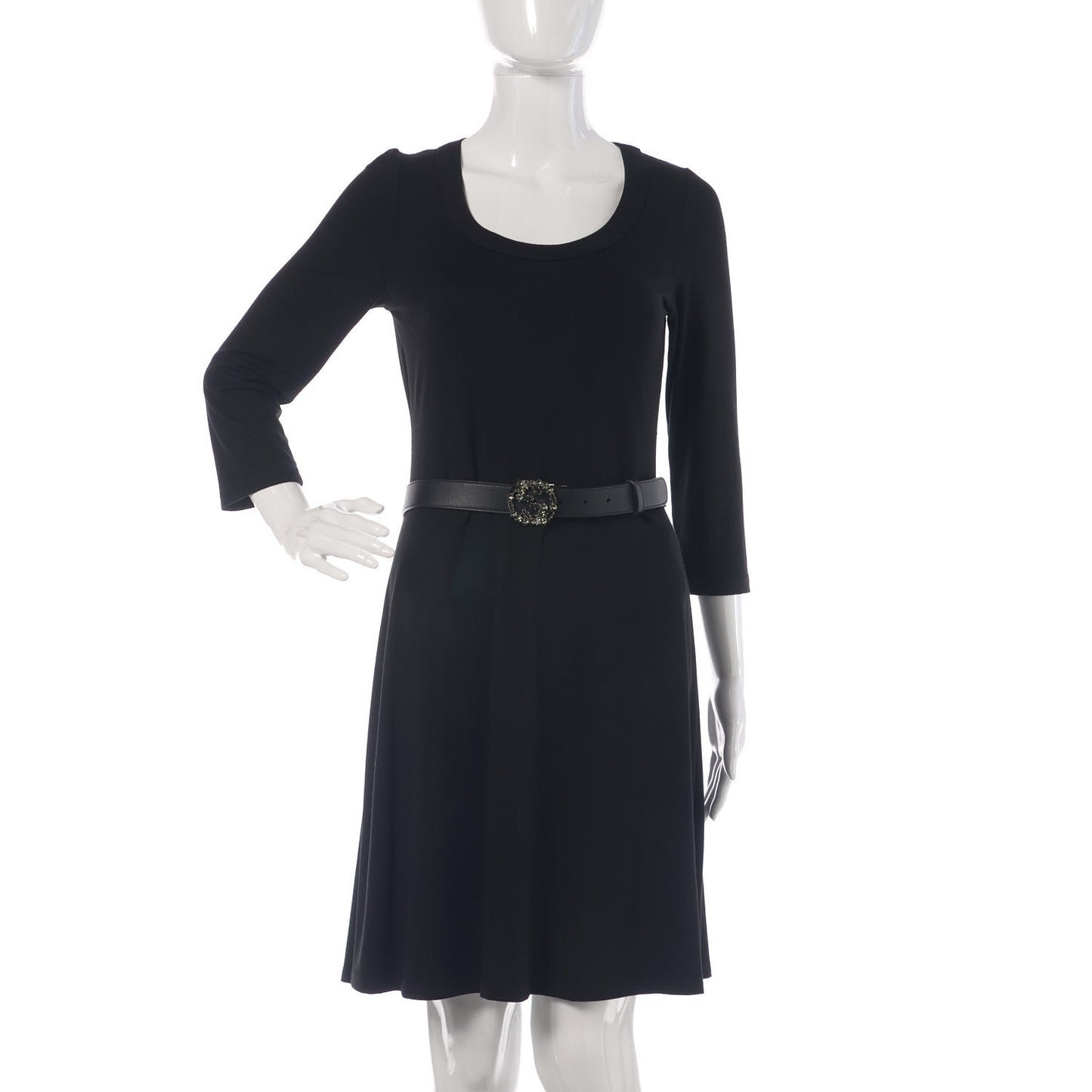 Calfskin Crystal Interlocking G Belt 80 32 Black