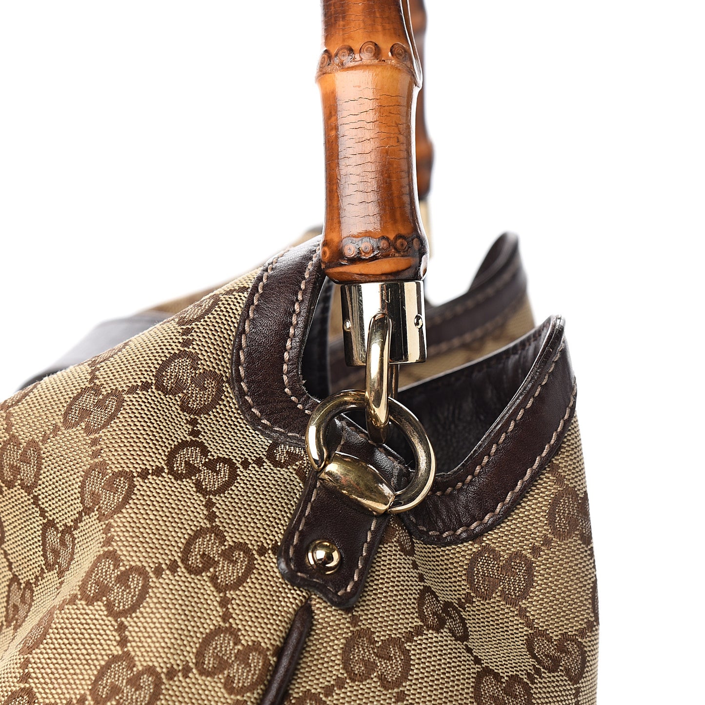Monogram Medium Peggy Bamboo Top Handle Bag Dark Brown