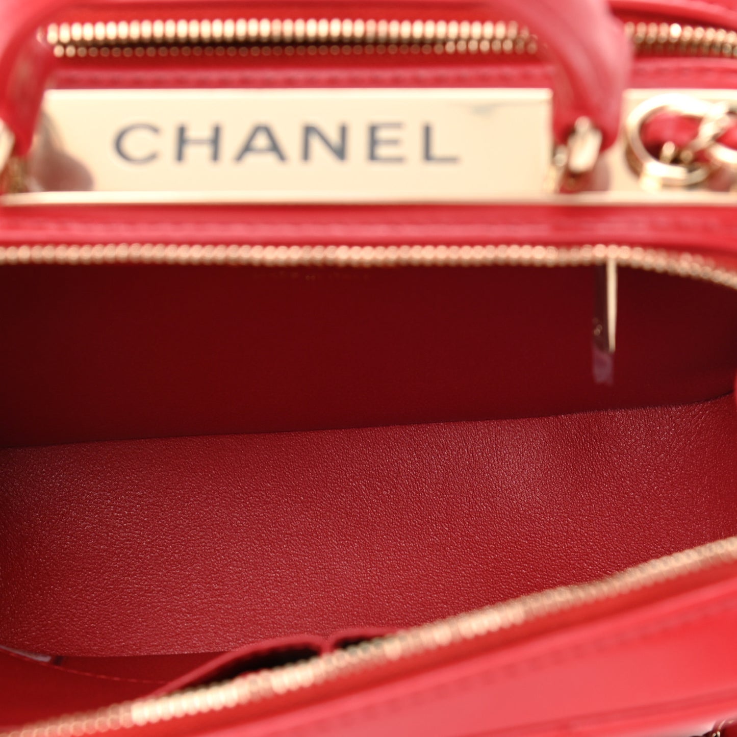 Lambskin Quilted Small Trendy CC Bowling Bag Red
