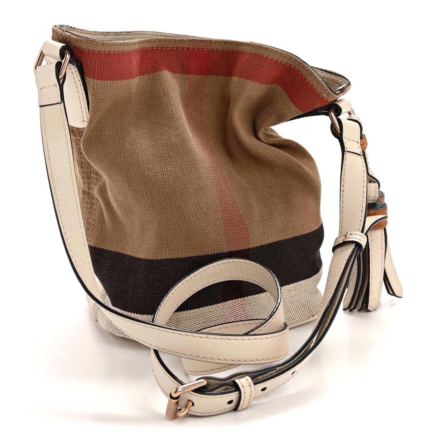 Burberry Canvas Mega Check Mini Ashby Tassel Crossbody  White 4 of 17