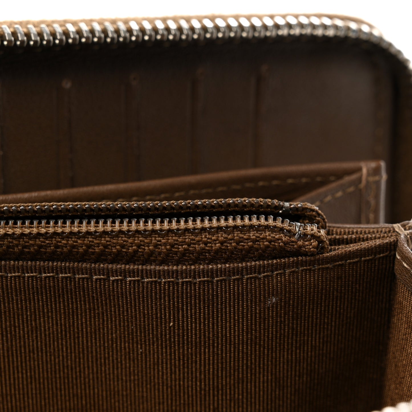 Patent Quilted Large Zip Around Organizer Wallet Brown