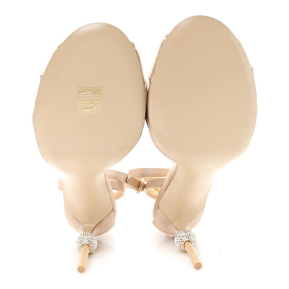 Chanel Satin Pearl Crystal Bow Pumps 40 Light Beige 6 of 10