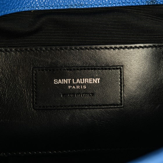Grained Calfskin Matelasse Monogram Classic Medium Chain Bag Royal Blue