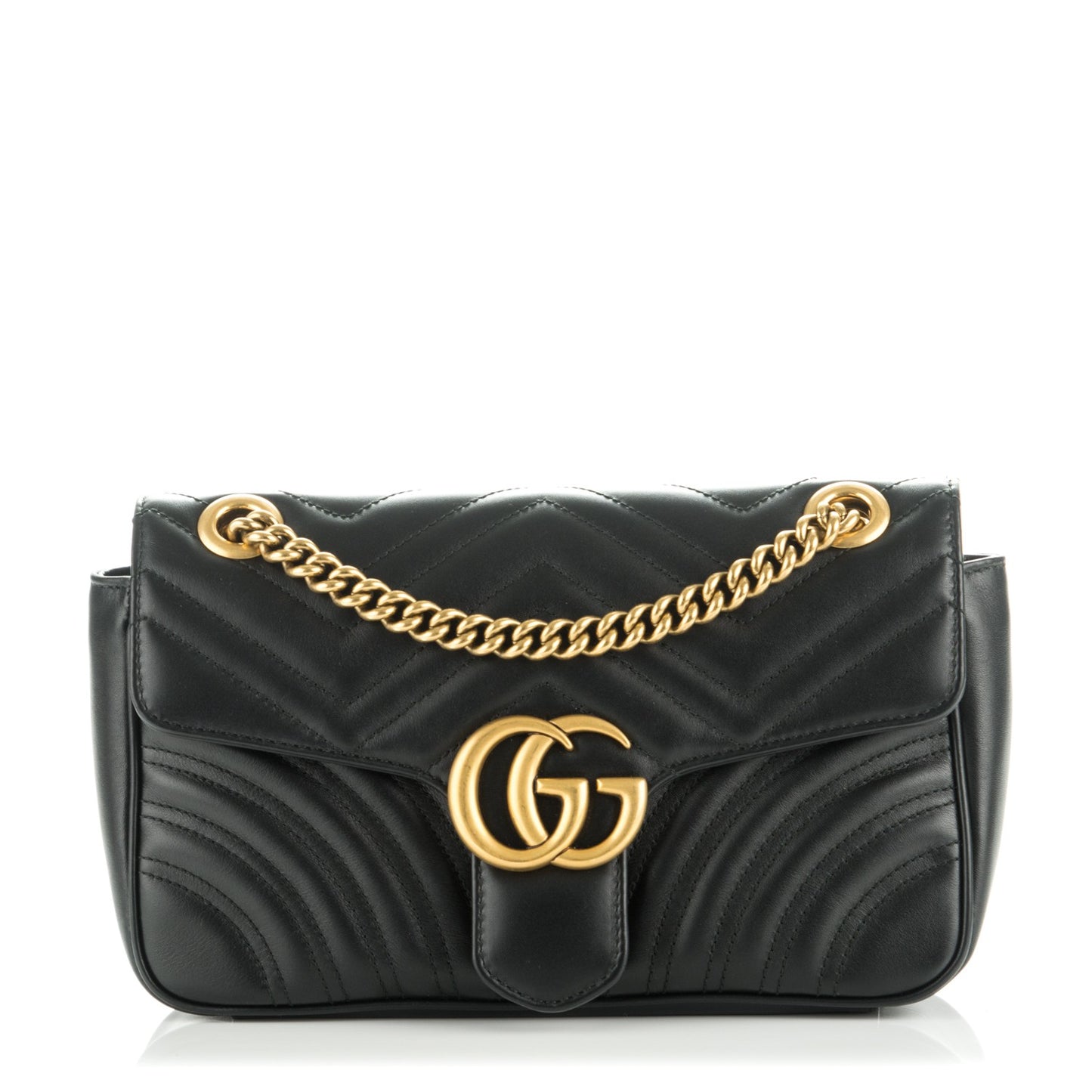 Calfskin Matelasse Small GG Marmont Shoulder Bag Black
