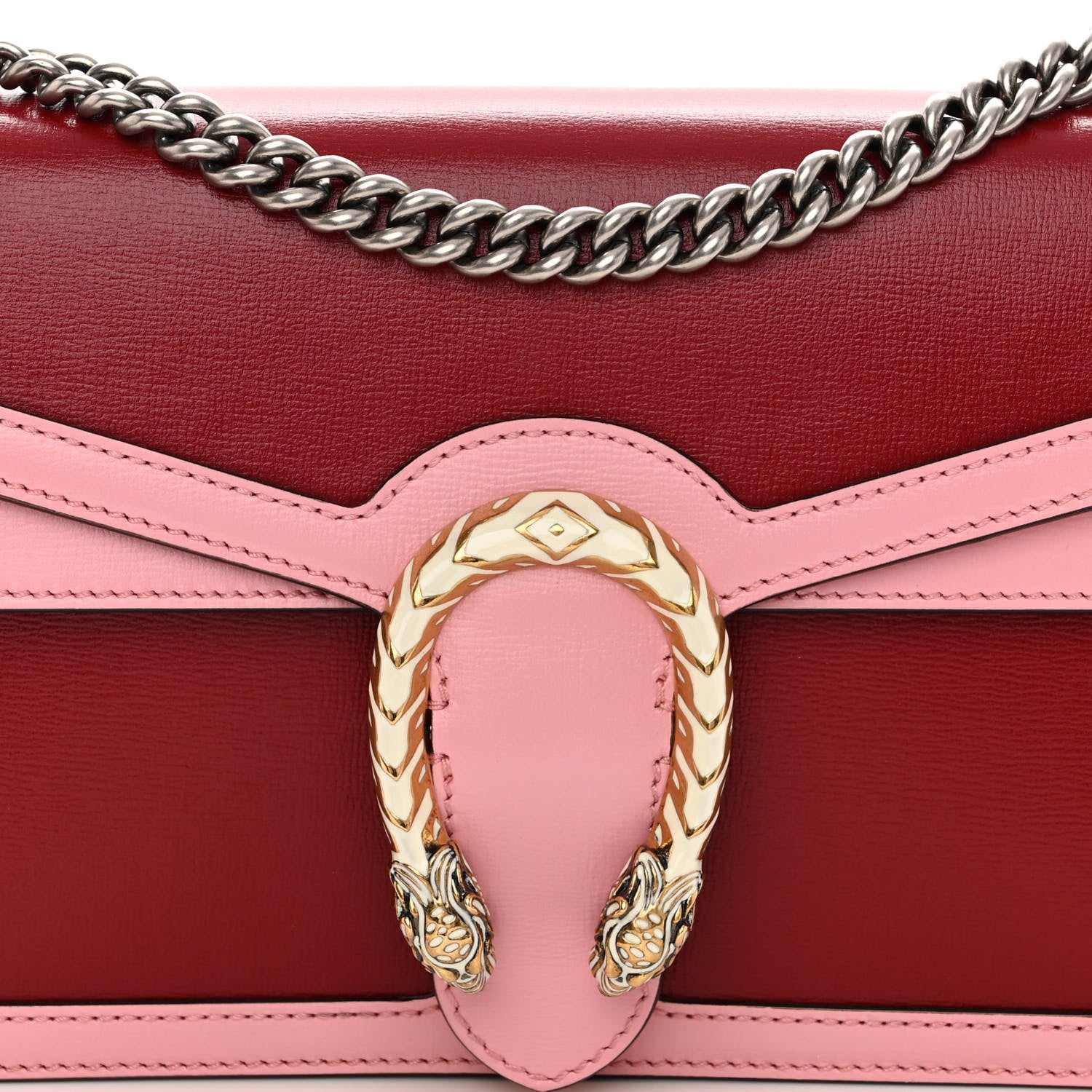 Gucci Azalea Calfskin Enamel Small Dionysus Shoulder Bag New Cherry Red Wild Rose Off White 8 of 11