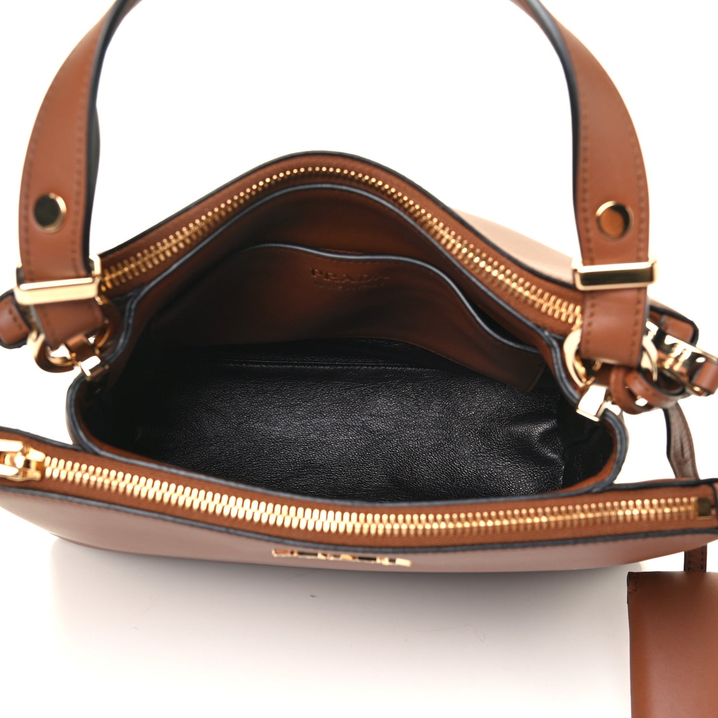 New Calfskin Small Deux Shoulder Bag Cognac