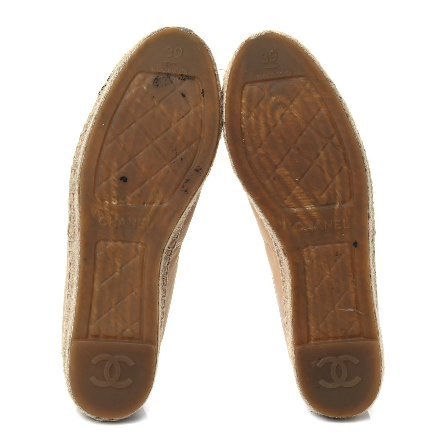 Chanel Lambskin CC Espadrilles 39 Beige Black 6 of 9