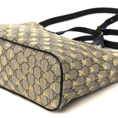 Gucci Soft GG Supreme Monogram Bees Small Crossbody Tote Beige Oro Black 11 of 13