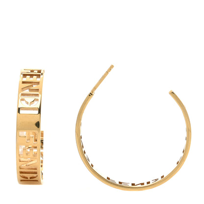 Fendi Bronze Small Signature Hoop Earrings Gold 1 of 4