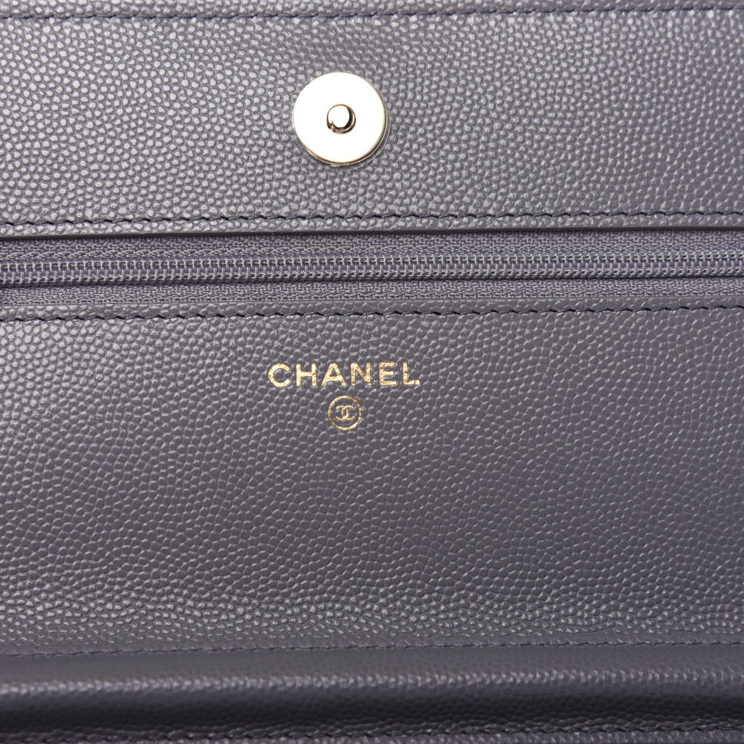 Chanel Caviar Quilted French New Wave Chain CC Wallet On Chain WOC Grey 6 of 10