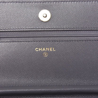 Chanel Caviar Quilted French New Wave Chain CC Wallet On Chain WOC Grey 6 of 10
