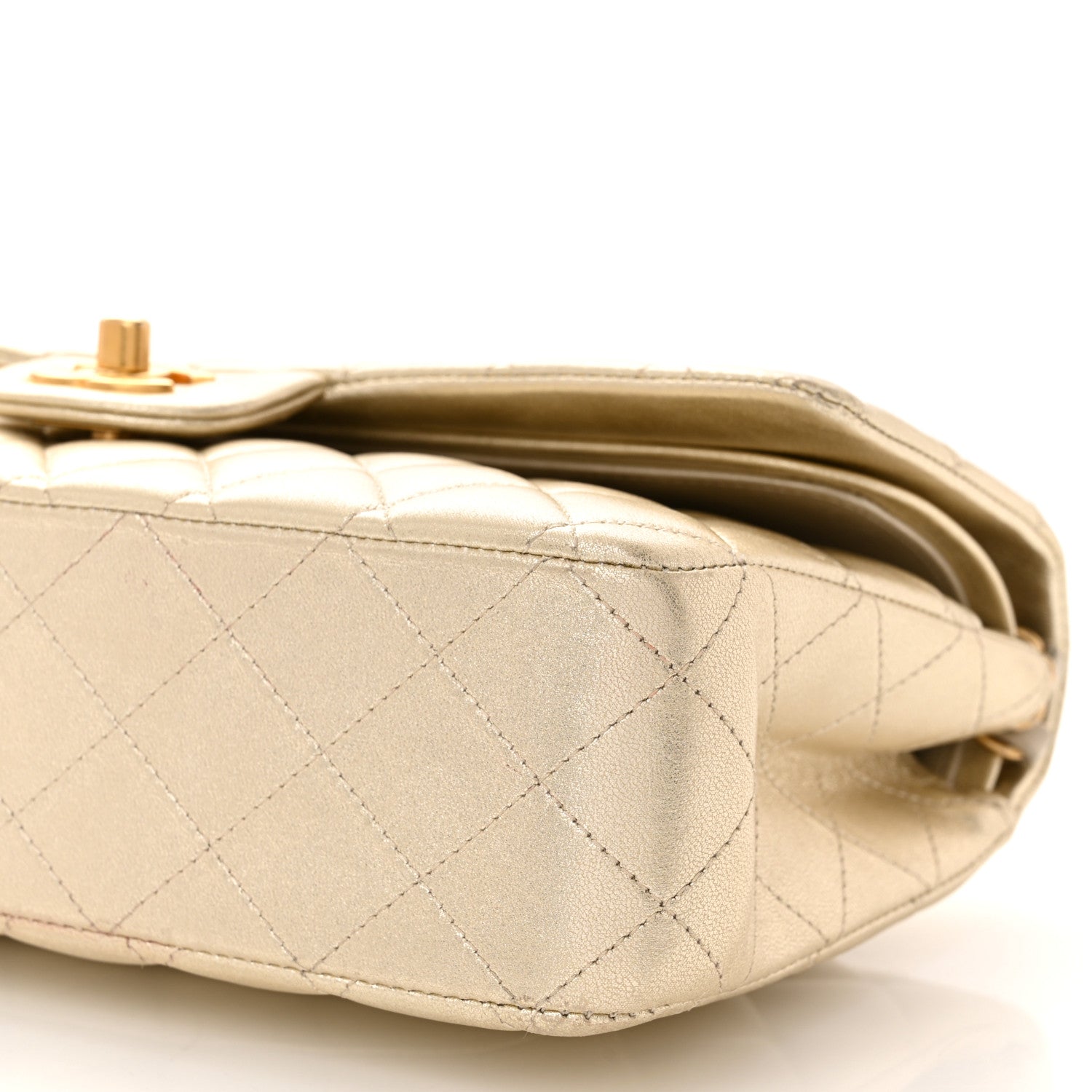 Chanel Metallic Lambskin Quilted Medium Double Flap Gold 10 of 11