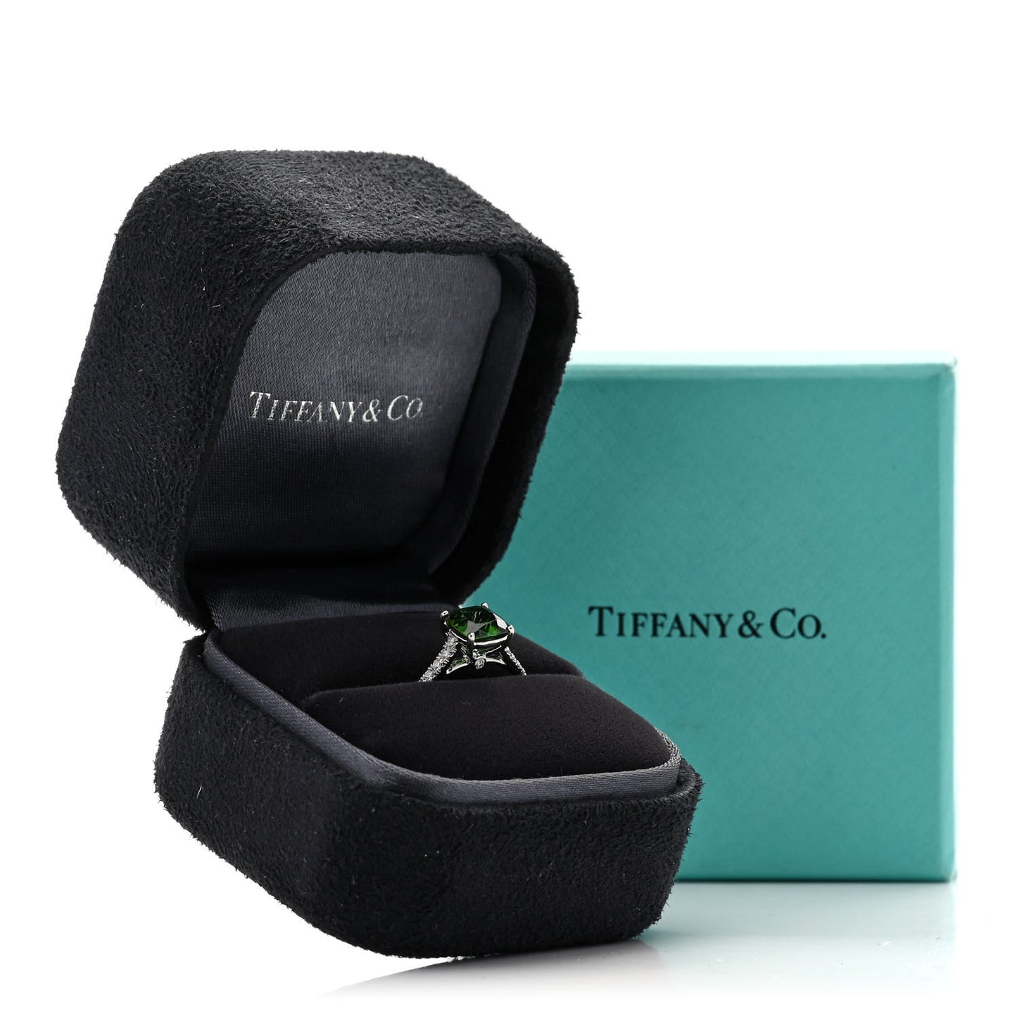 Platinum Diamond Green Tourmaline Legacy Ring 49 4.75