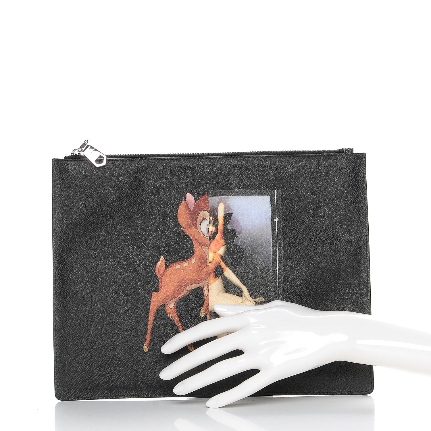 Givenchy Textured Coated Canvas Bambi Print Medium Cosmetic Pouch Black 2 of 7