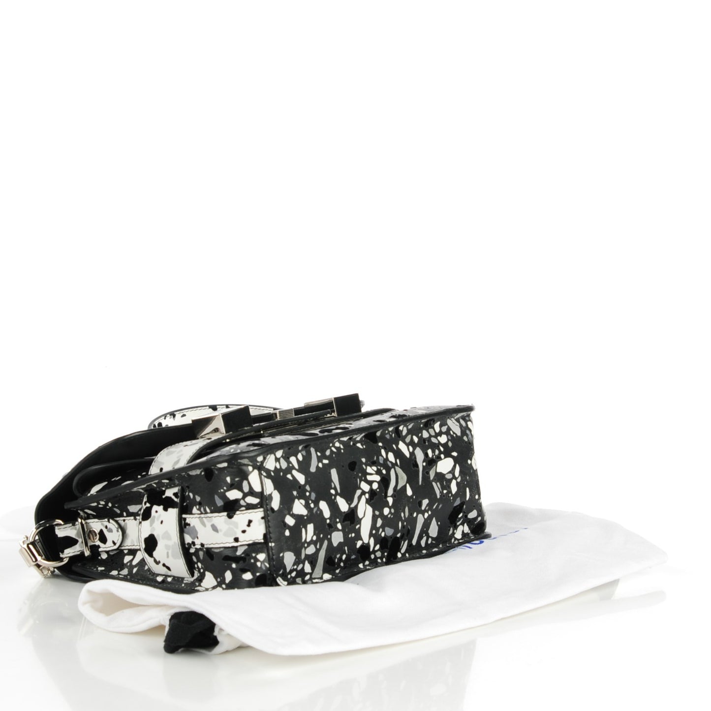 Mosaic Print Lambskin Mini PS11 Classic Shoulder Bag Mint Grey White
