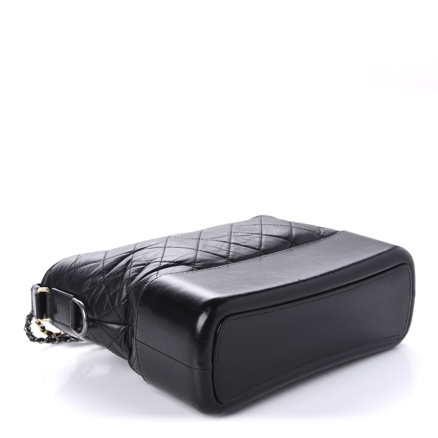 Aged Calfskin Quilted Medium Gabrielle Hobo Black
