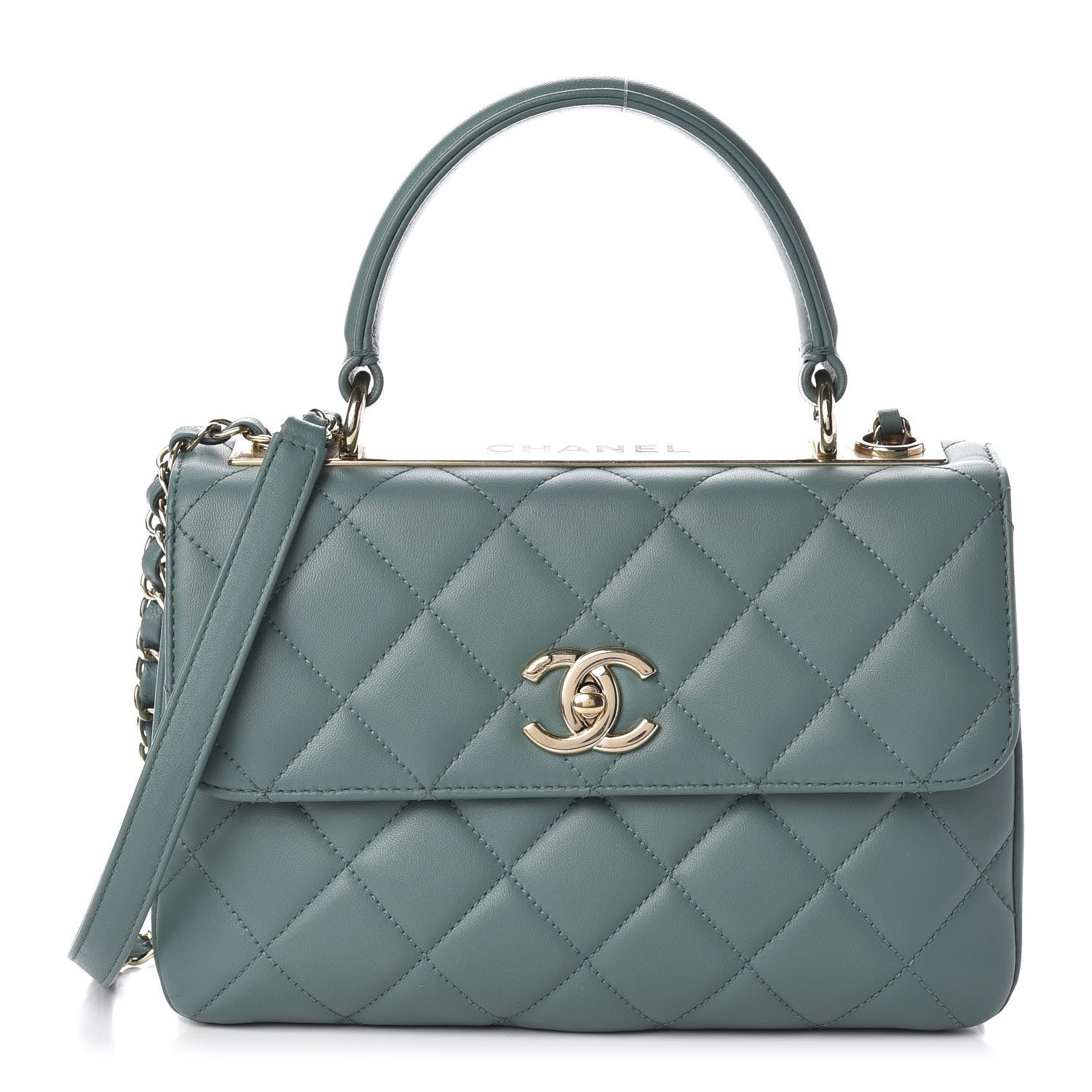 Chanel Lambskin Quilted Small Trendy CC Flap Dual Handle Bag Light Green 1 of 11