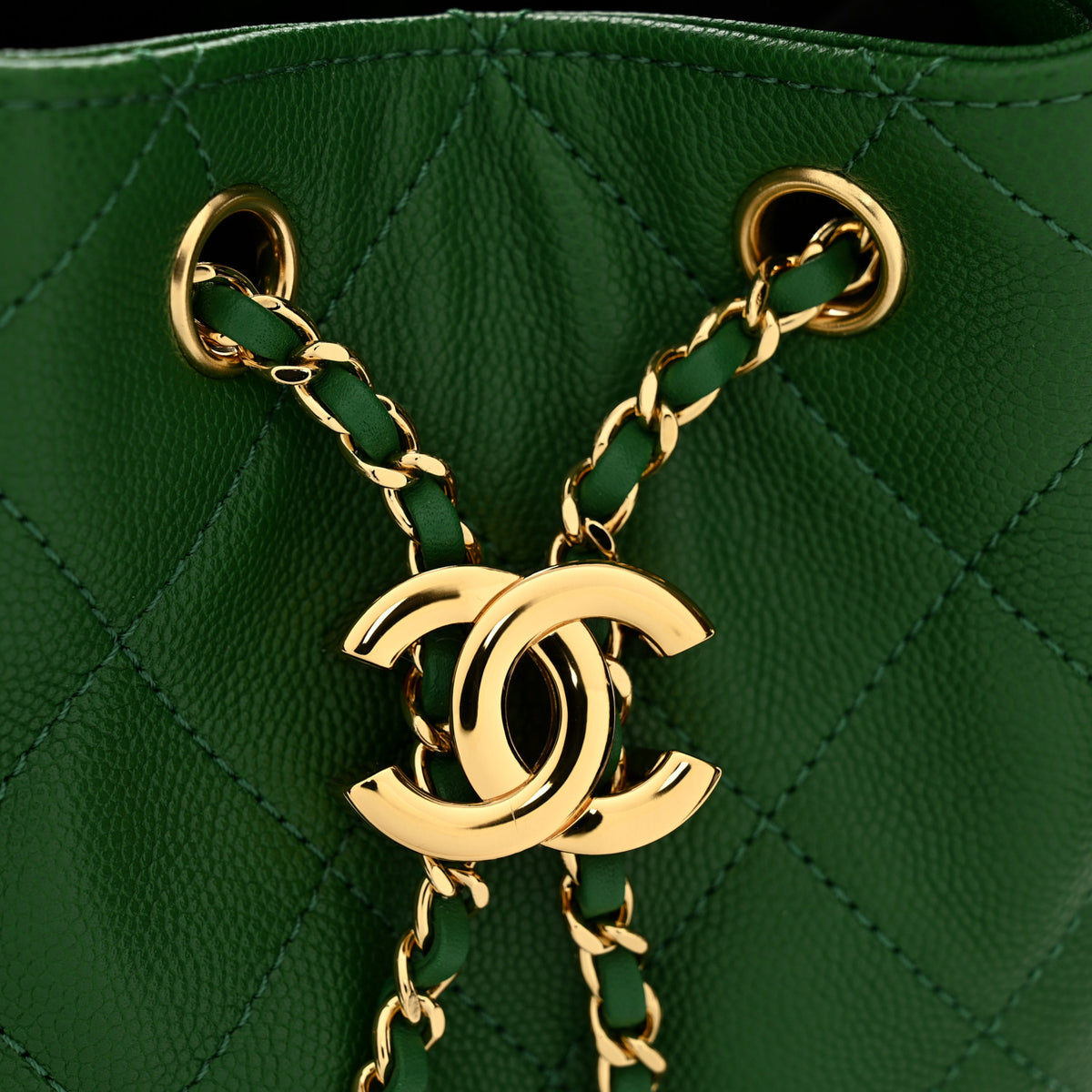 Caviar Quilted Small Chanel 25 Handbag Green