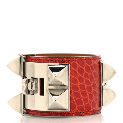 Hermes Matte Alligator Collier De Chien CDC Bracelet S Geranium 3 of 5