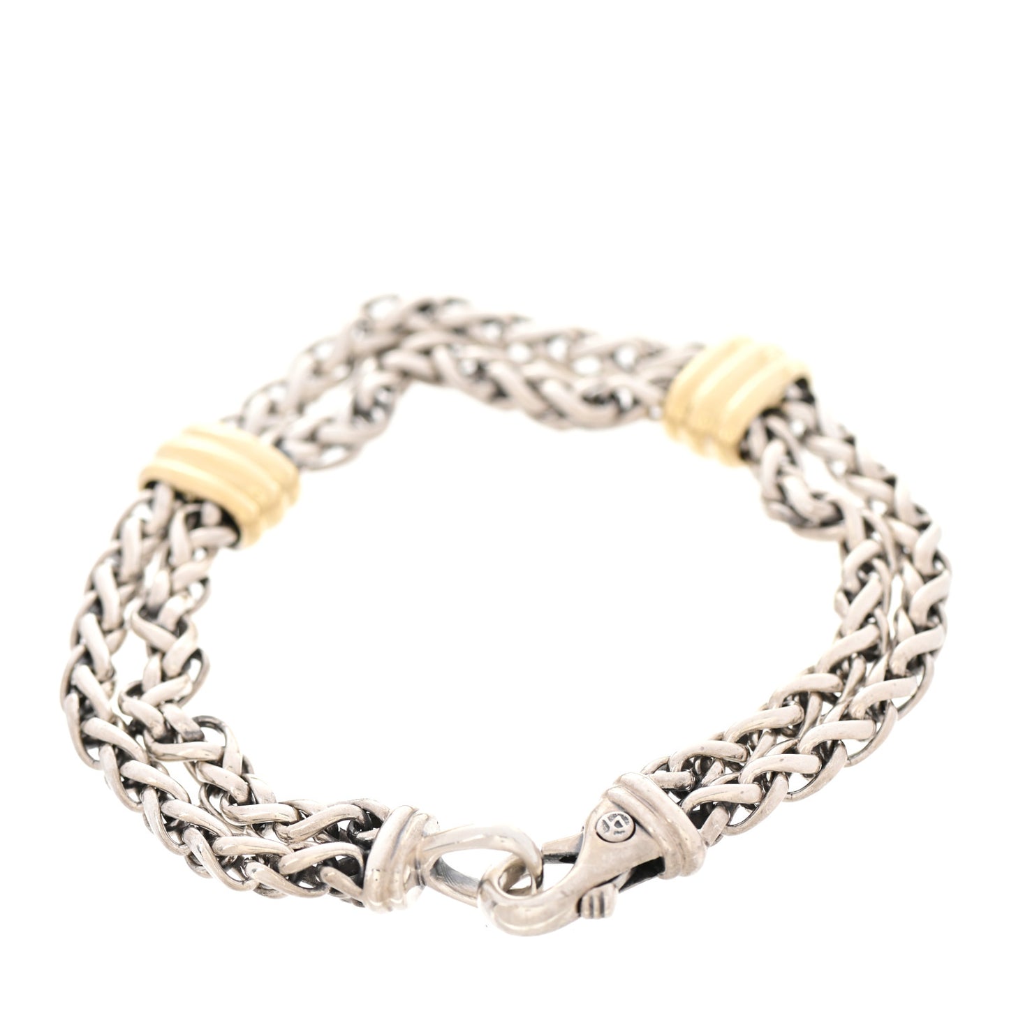 Sterling Silver 18K Yellow Gold Double Wheat Chain Bracelet
