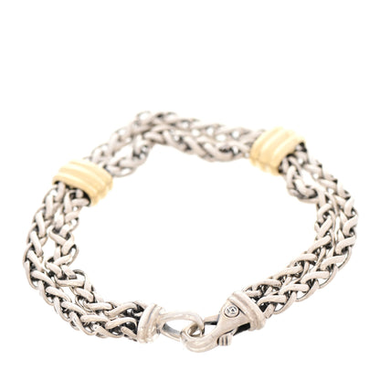 David Yurman Sterling Silver 18K Yellow Gold Double Wheat Chain Bracelet 3 of 4