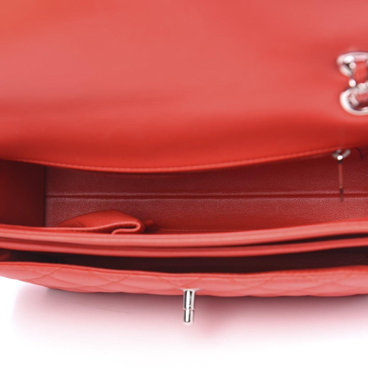 Lambskin Quilted Large Geometric Flap Red