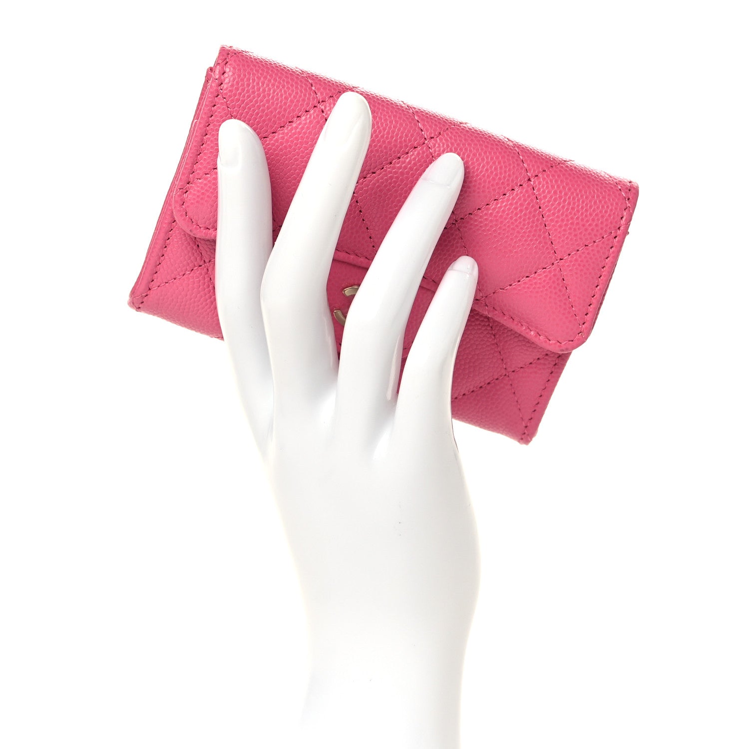 Chanel Caviar Quilted Flap Card Holder Wallet Pink 2 of 8