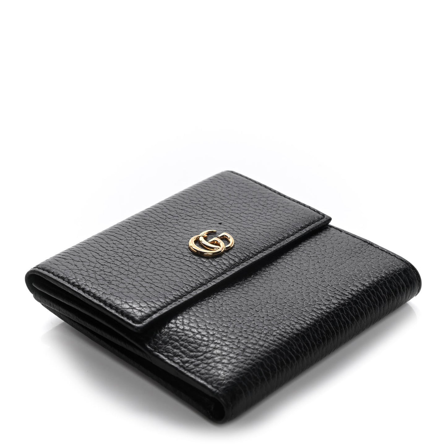 Dollar Calfskin Double G French Flap Wallet Black
