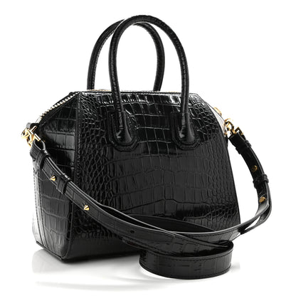 Givenchy Calfskin Crocodile Embossed Mini Antigona Black 3 of 8
