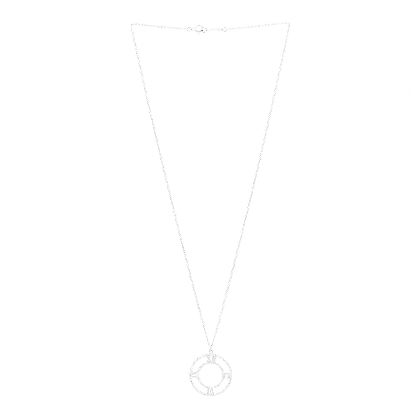 18K White Gold Diamond Medium Atlas Open Pave Pendant Necklace