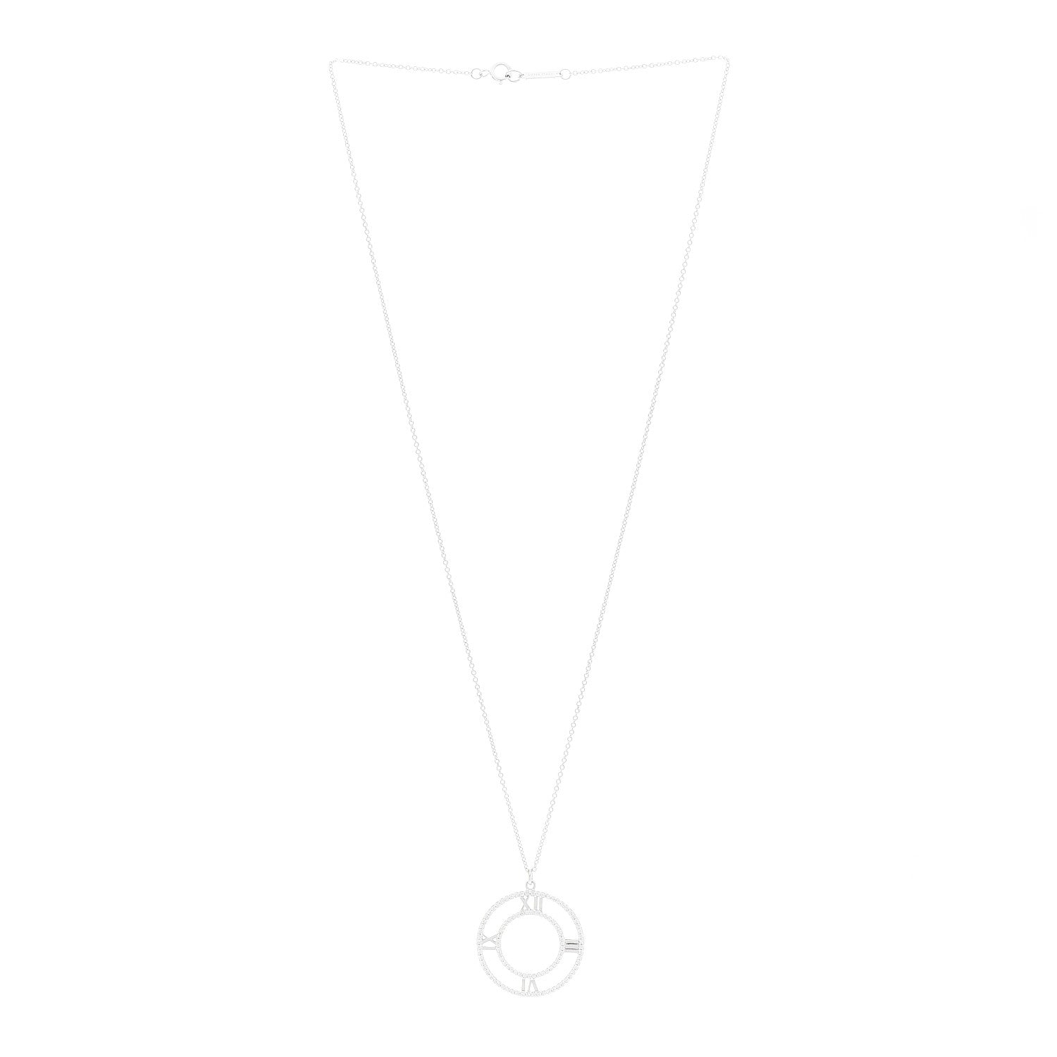 Tiffany 18K White Gold Diamond Medium Atlas Open Pave Pendant Necklace 3 of 7