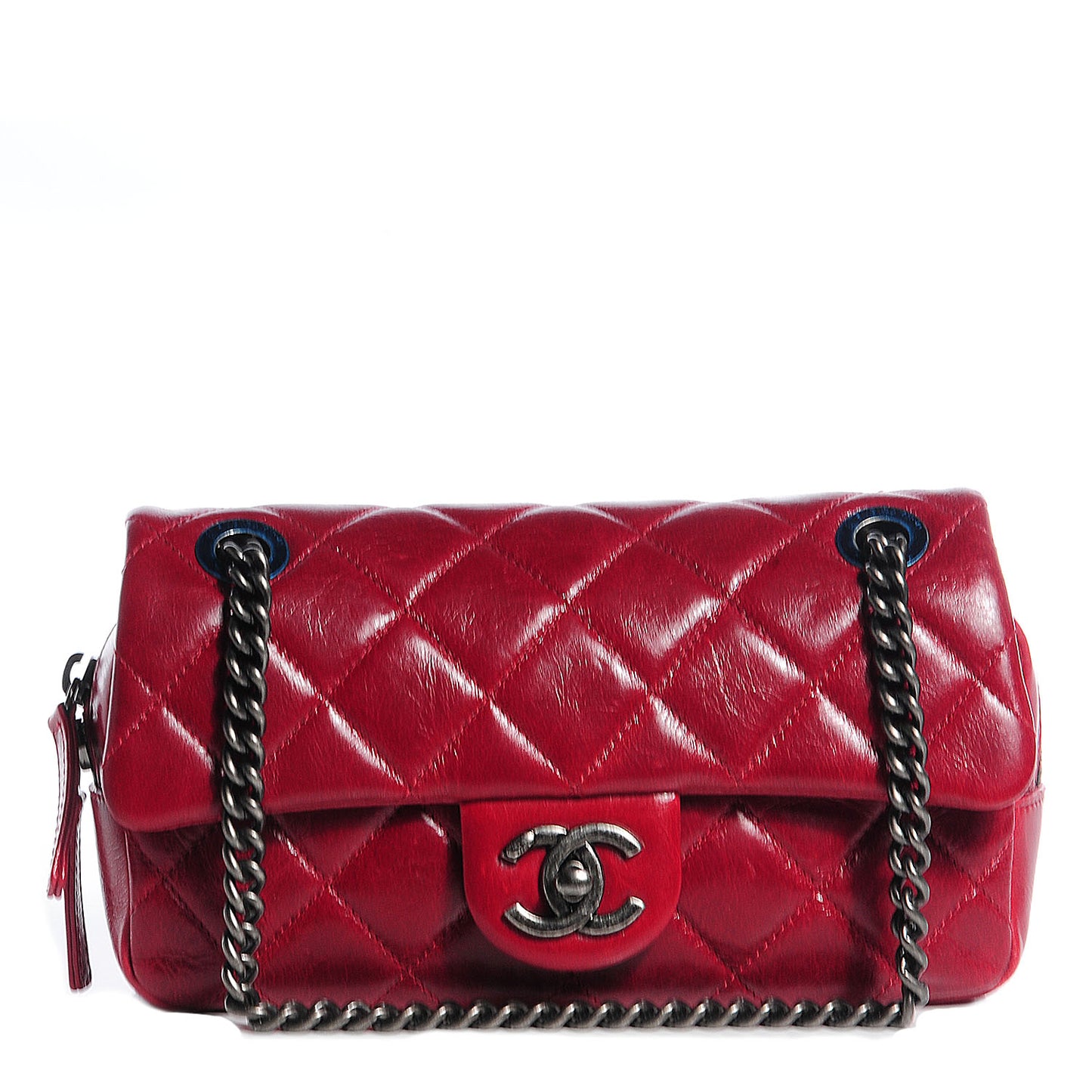Glazed Calfskin Small Flap Red
