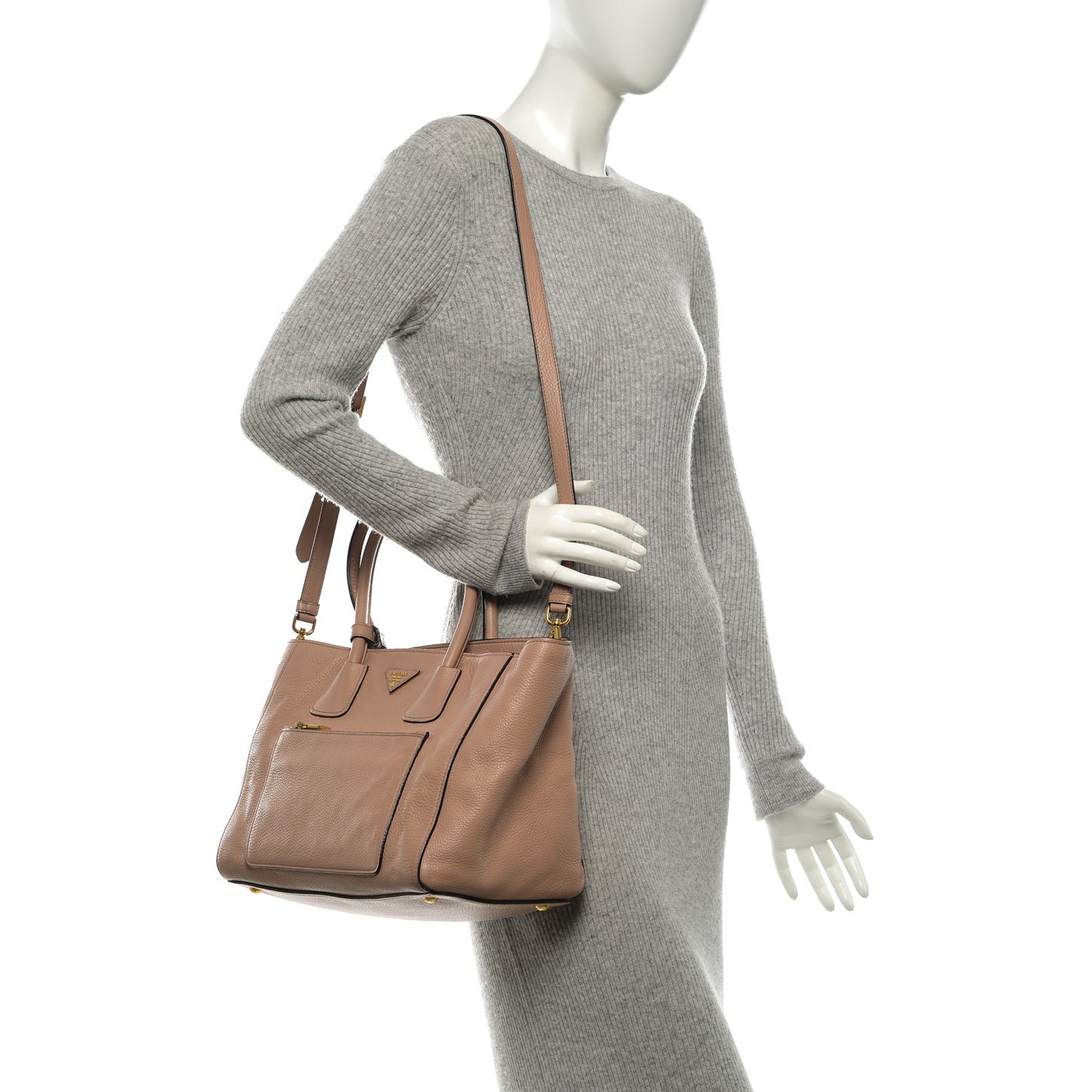 Vitello Daino Shopping Tote Cammeo