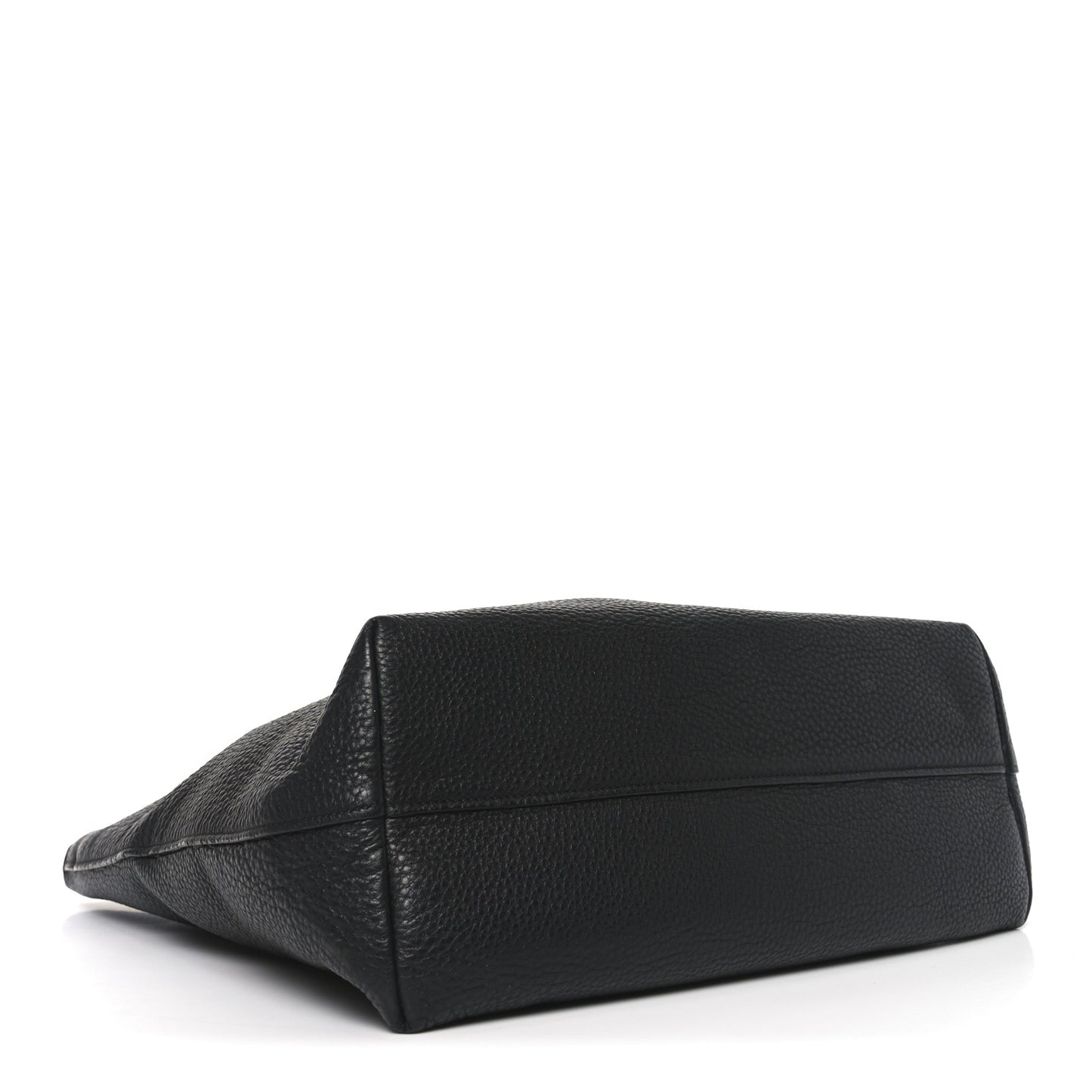 Vitello Daino Pocket Shopping Tote Black