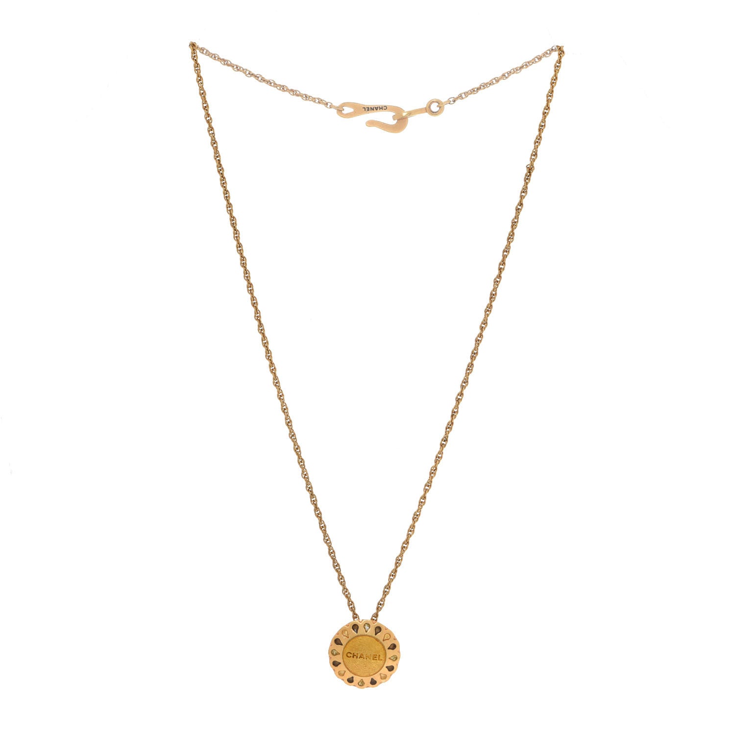 Chanel Medallion Long Chain Necklace Gold 3 of 6