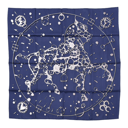 Hermes Silk Cheval Fusion Scarf 90 Marine Gris Argent 1 of 5