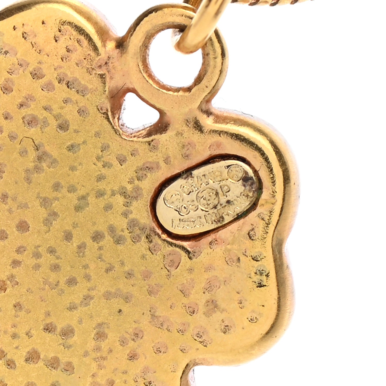 Chanel Four Leaf Clover Pendant Necklace Orange Gold 4 of 4