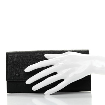 Celine Drummed Calfskin Large Multifunction Flap Wallet Black 2 of 9
