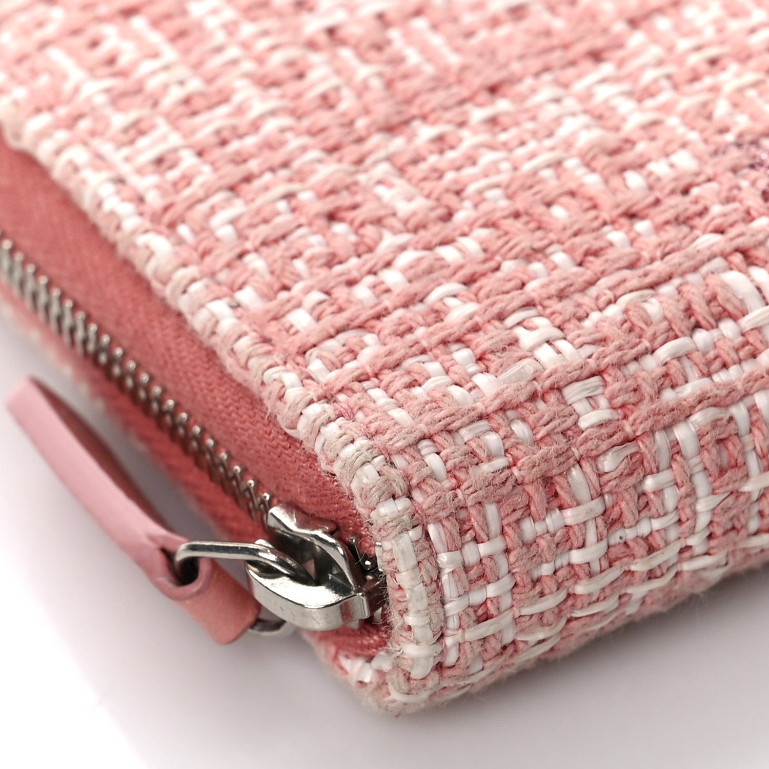 Chanel Lurex Canvas Deauville Medium Zip Around Wallet Pink 8 of 12