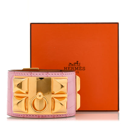Hermes Matte Alligator Collier De Chien CDC Bracelet T1 5P Pink 6 of 6