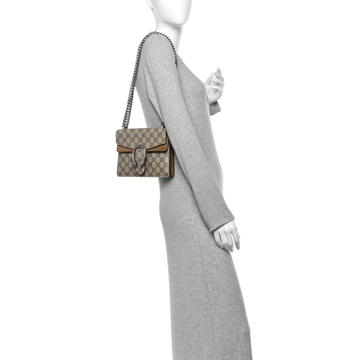 Gucci GG Supreme Monogram Mini Dionysus Shoulder Bag Taupe 2 of 14