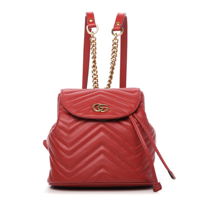 Gucci Calfskin Matelasse GG Marmont Flap Backpack Hibiscus Red 1 of 10