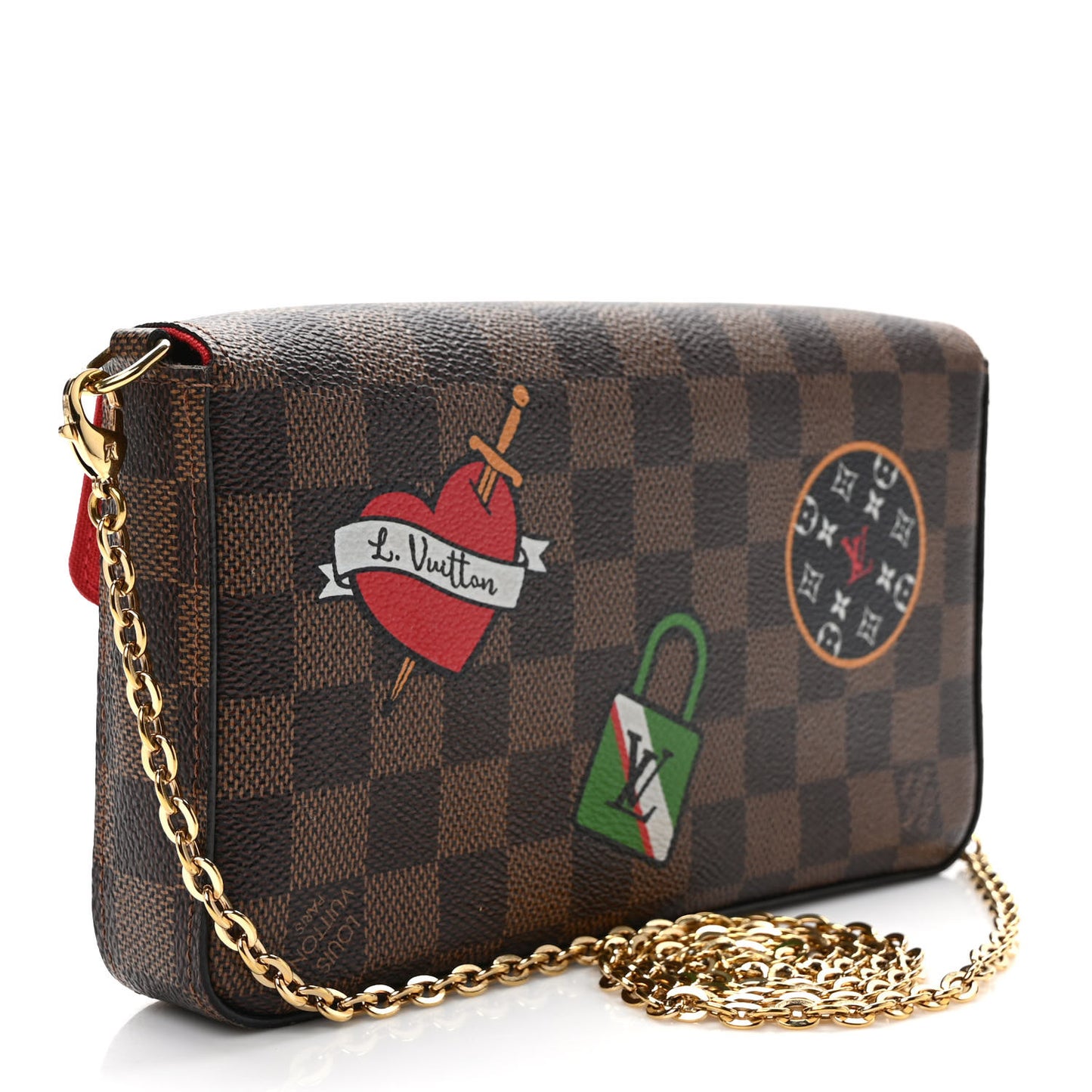 Damier Ebene LV Stories Pochette Felicie Chain Wallet